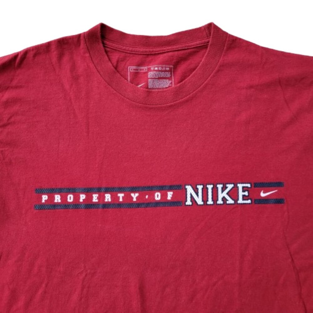 Nike Long Sleeve Shirt Mens L Red Y2K Property Of Nike Athletic Dept - Picture 4 of 11